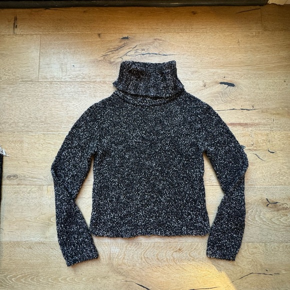 Made in France Marled Black/White Turtleneck Sweater size S/M Paris pricefirm - Picture 3 of 9